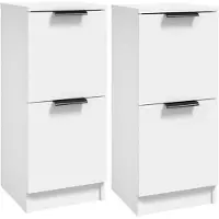 vidaXL Sideboards 2 pcs. Blanc 30x30x70 cm Bois composite