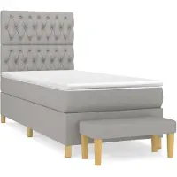 vidaXL Lit boxspring avec matelas gris clair 100x200 cm Tissu
