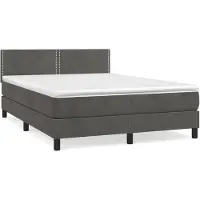 vidaXL Lit boxspring avec matelas gris foncé 140x200 cm velours