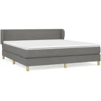 vidaXL Lit boxspring avec matelas gris foncé 160x200 cm Tissu