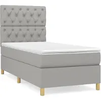 vidaXL Lit boxspring avec matelas gris clair 80x200 cm Tissu