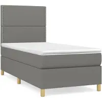 vidaXL Lit boxspring avec matelas gris foncé 90x200 cm Tissu