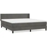 vidaXL Lit boxspring avec matelas gris foncé 180x200 cm velours