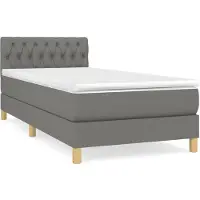 vidaXL Lit boxspring avec matelas gris foncé 90x200 cm Tissu
