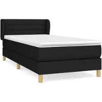 vidaXL Lit boxspring avec matelas noir 90x190 cm Tissu