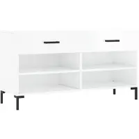vidaXL Banc à chaussures blanc brillant 102x35x55 cm bois d'ingénierie