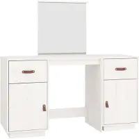 vidaXL Coiffeuse avec miroir blanc pin massif