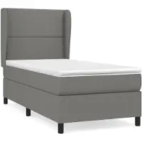 vidaXL Lit boxspring avec matelas gris foncé 100x200 cm Tissu