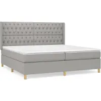 vidaXL Lit boxspring avec matelas gris clair 200x200 cm Tissu