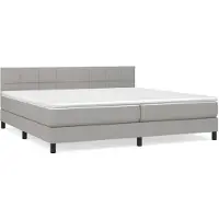 vidaXL Lit boxspring avec matelas gris clair 200x200 cm Tissu