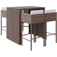 vidaXL Ensemble de bar de jardin avec coussins 5 pcs marron poly rotin