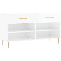 vidaXL Banc à chaussures blanc brillant 102x35x55 cm bois d'ingénierie