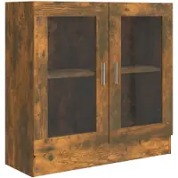 vidaXL Armoire à vitrine Chêne fumé 82,5x30,5x80 cm Bois d'ingénierie