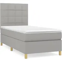 vidaXL Lit boxspring avec matelas gris clair 90x200 cm Tissu