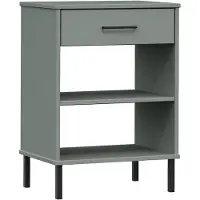 vidaXL Armoire console avec pieds en métal Gris Bois pin massif OSLO