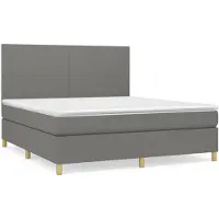 vidaXL Lit boxspring avec matelas gris foncé 160x200 cm Tissu