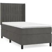 vidaXL Lit boxspring avec matelas gris foncé 90x200 cm velours