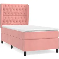 vidaXL Lit boxspring avec matelas rose 90x200 cm velours