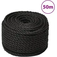 vidaXL Corde de travail Noir 16 mm 50 m polypropylène