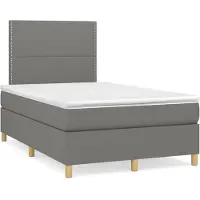 vidaXL Lit boxspring avec matelas gris foncé 120x200 cm Tissu