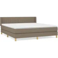 vidaXL Lit boxspring avec matelas Taupe 180x200 cm Tissu