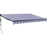 vidaXL Store électrique à manivelle bleu et blanc 3x2,5 m