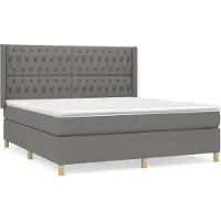 vidaXL Lit boxspring avec matelas gris foncé 180x200 cm Tissu