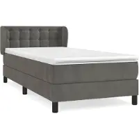 vidaXL Lit boxspring avec matelas gris foncé 90x200 cm velours