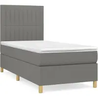 vidaXL Lit boxspring avec matelas gris foncé 90x190 cm Tissu