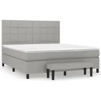 vidaXL Lit boxspring avec matelas gris clair 180x200 cm Tissu