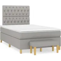 vidaXL Lit boxspring avec matelas gris clair 120x200 cm Tissu