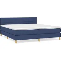 vidaXL Lit boxspring avec matelas bleu 180x200 cm Tissu