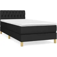 vidaXL Lit boxspring avec matelas noir 90x190 cm Tissu