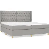 vidaXL Lit boxspring avec matelas gris clair 200x200 cm Tissu