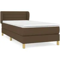 vidaXL Lit boxspring avec matelas brun foncé 100x200 cm Tissu