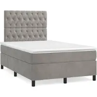 vidaXL Lit boxspring avec matelas gris clair 120x200 cm velours