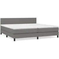 vidaXL Lit boxspring avec matelas gris foncé 200x200 cm Tissu