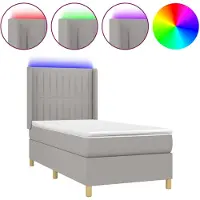 vidaXL Lit boxspring avec matelas & LED gris clair 80x200 cm Tissu