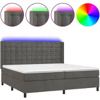 vidaXL Lit boxspring avec matelas & LED gris foncé 200x200 cm velours