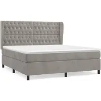vidaXL Lit boxspring avec matelas gris clair 180x200 cm velours