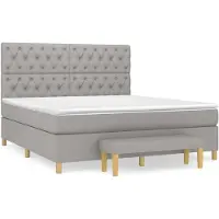 vidaXL Lit boxspring avec matelas gris clair 160x200 cm Tissu