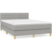 vidaXL Lit boxspring avec matelas gris clair 140x190 cm Tissu