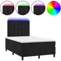 vidaXL Lit boxspring avec matelas & LED noir 120x200 cm velours