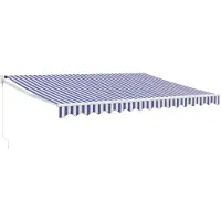 vidaXL Auvent rétractable Bleu et blanc 4x3 m Tissu et aluminium