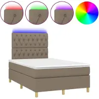 vidaXL Lit Boxspring avec matelas & LED Taupe 120x200 cm Tissu