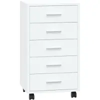 vidaXL Armoire à tiroirs avec roulettes Blanc brillant Bois ingénierie
