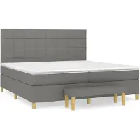 vidaXL Lit boxspring avec matelas gris foncé 200x200 cm Tissu
