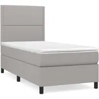 vidaXL Lit boxspring avec matelas gris clair 90x190 cm Tissu
