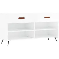 vidaXL Banc à chaussures blanc brillant 102x35x55 cm bois d'ingénierie
