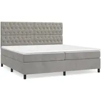 vidaXL Lit boxspring avec matelas gris clair 200x200 cm velours